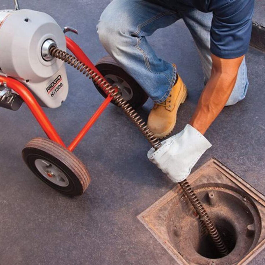Blocked drain clearing cable machine Melbourne